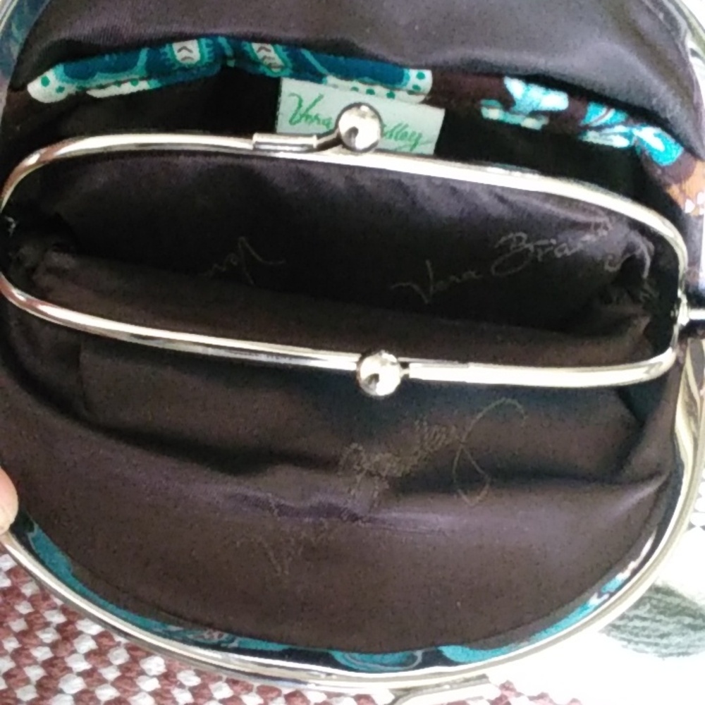 Vera Bradley Teal Floral Double Kiss-Lock Coin Purse - Picture 3 of 4